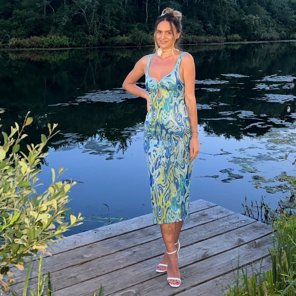 ZARA Cut Out Jacquard Dress - Picture 1 of 4